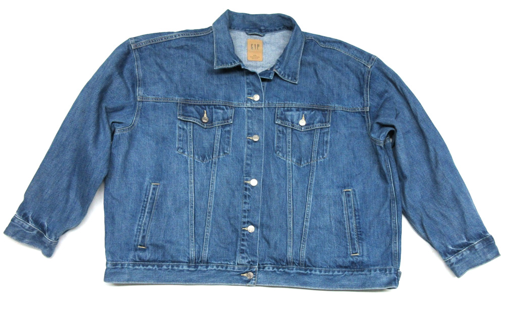 GAP Womens XXL Oversized Slouchy Blue Denim Jean Trucker Jacket- S40117